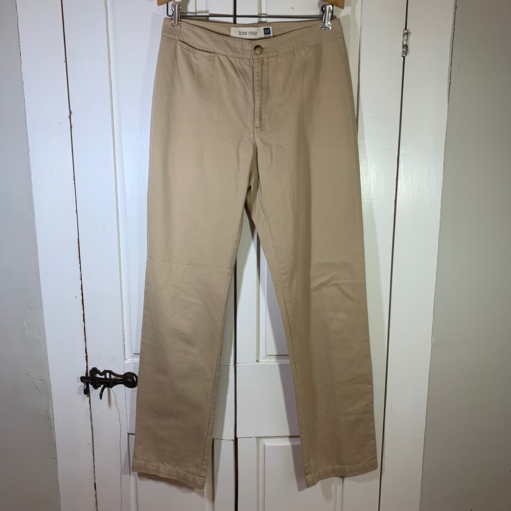 Vintage 2004 Gap Low‎ Rise Khaki Chino Pants Womens 8L Tan Straight Leg Cotton